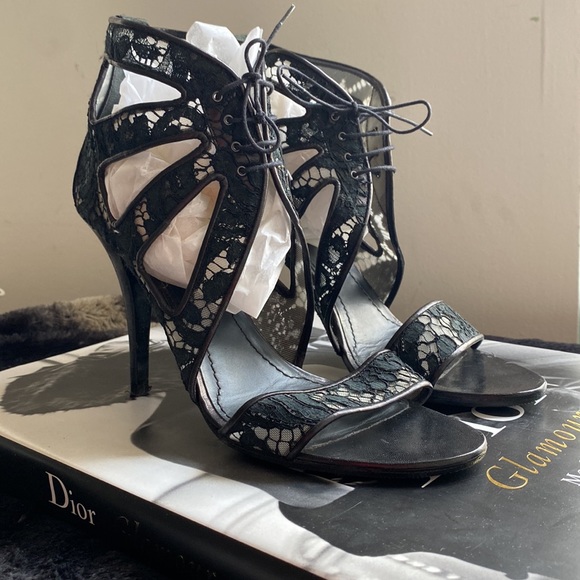 Givenchy Black Lace Cage Sandal Bootie Heel SIZE: 40 - Picture 2 of 16